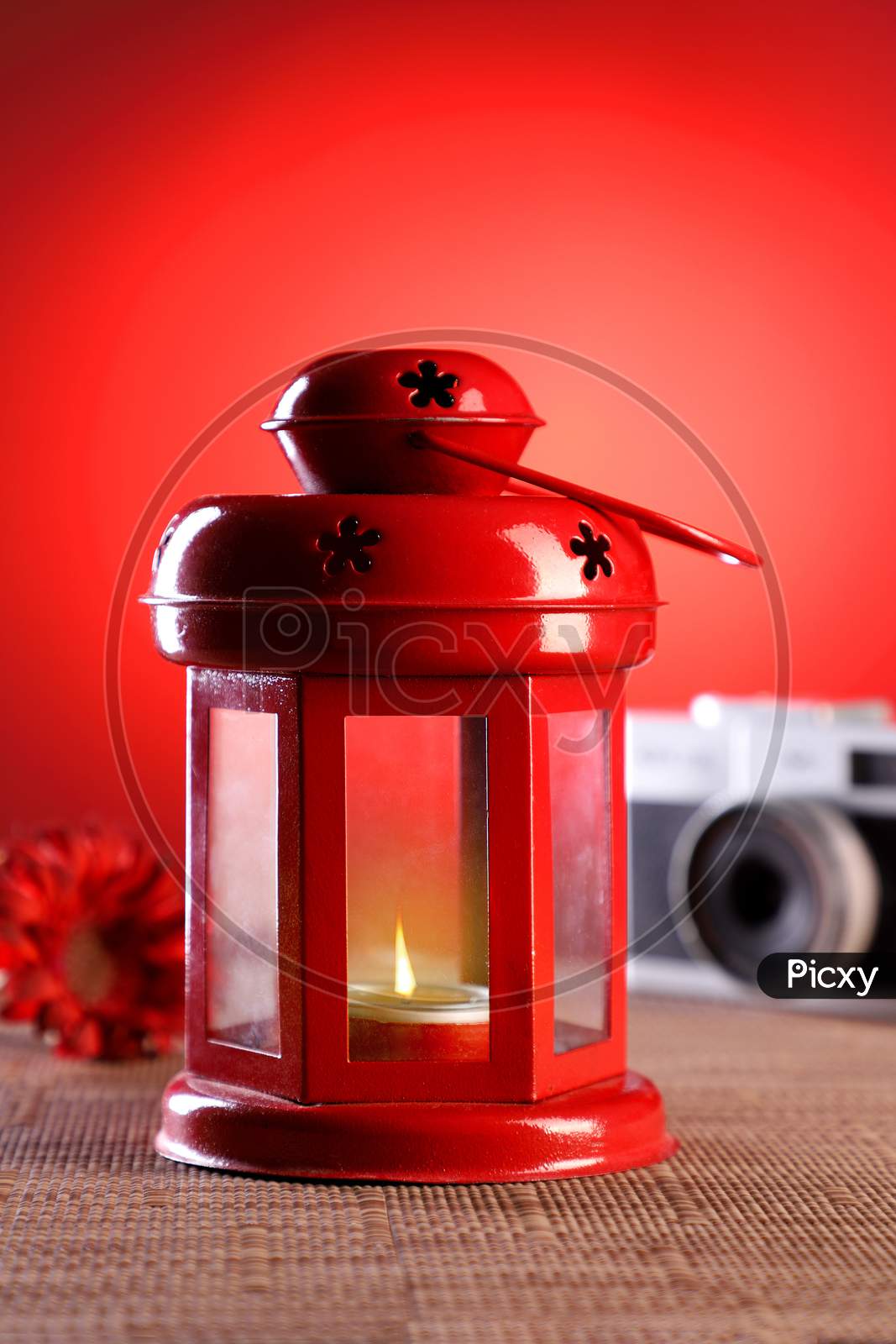 Red Colored Candle Lamp Light / Lantern