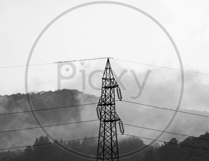 Transmission Line In Stormy Weather