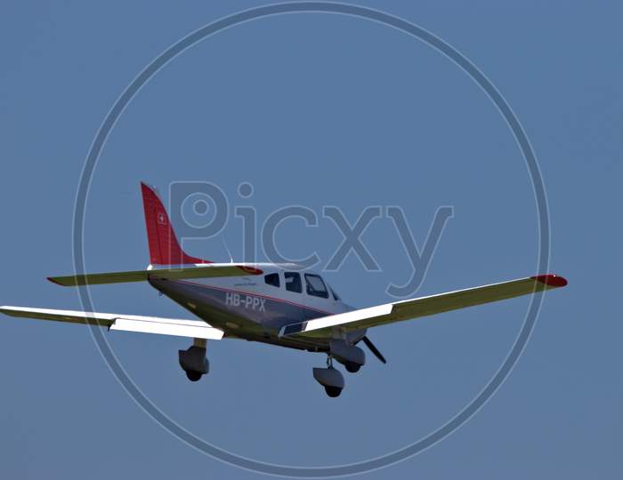 Piper Pa-28-181 Archer Ii At The Airport Saint Gallen Altenrhein In Switzerland 20.4.2021