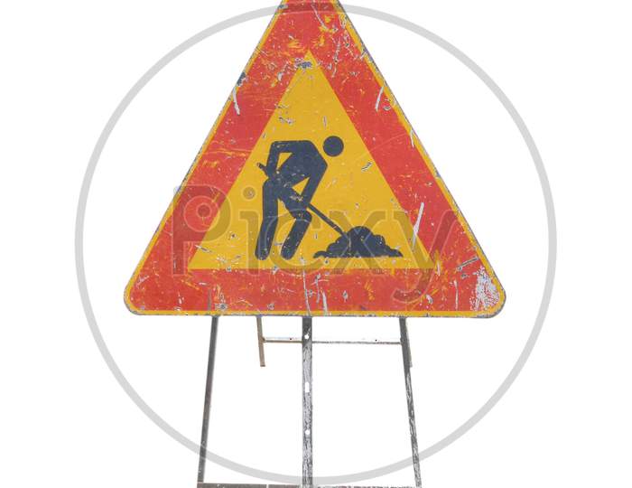 Road Work Sign Isolated
