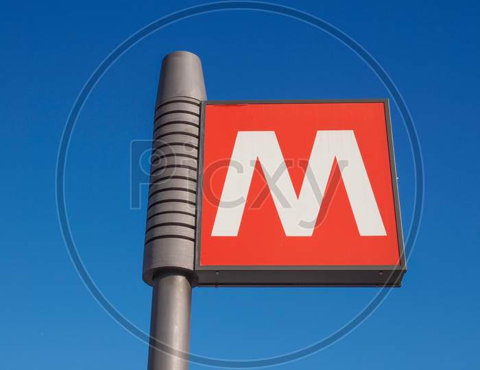 Subway Sign Over Blue Sky