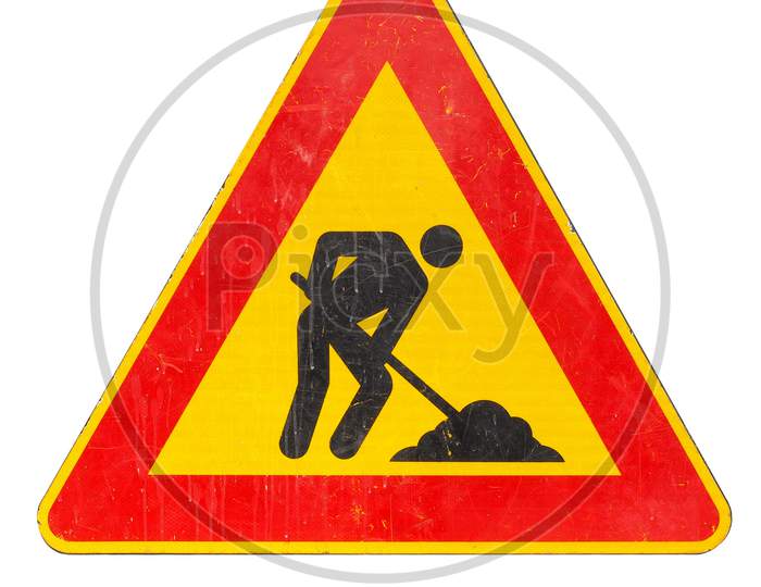 Road Works Sign Isolated