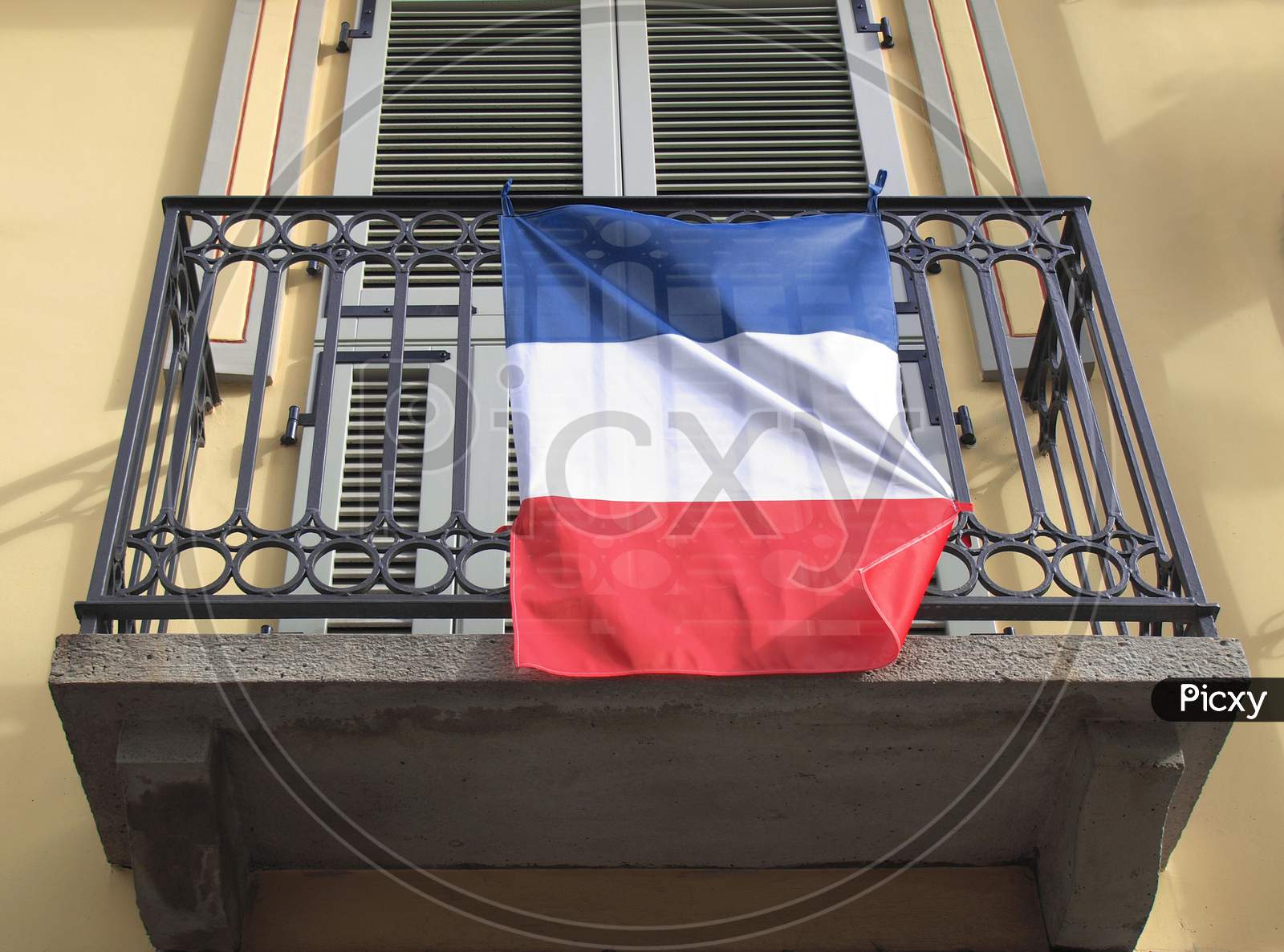 French Flag On A Balcony
