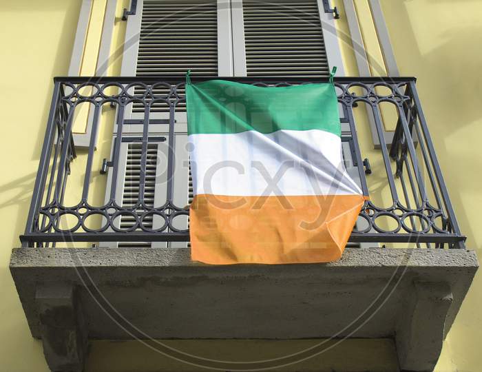 Irish Flag On A Balcony
