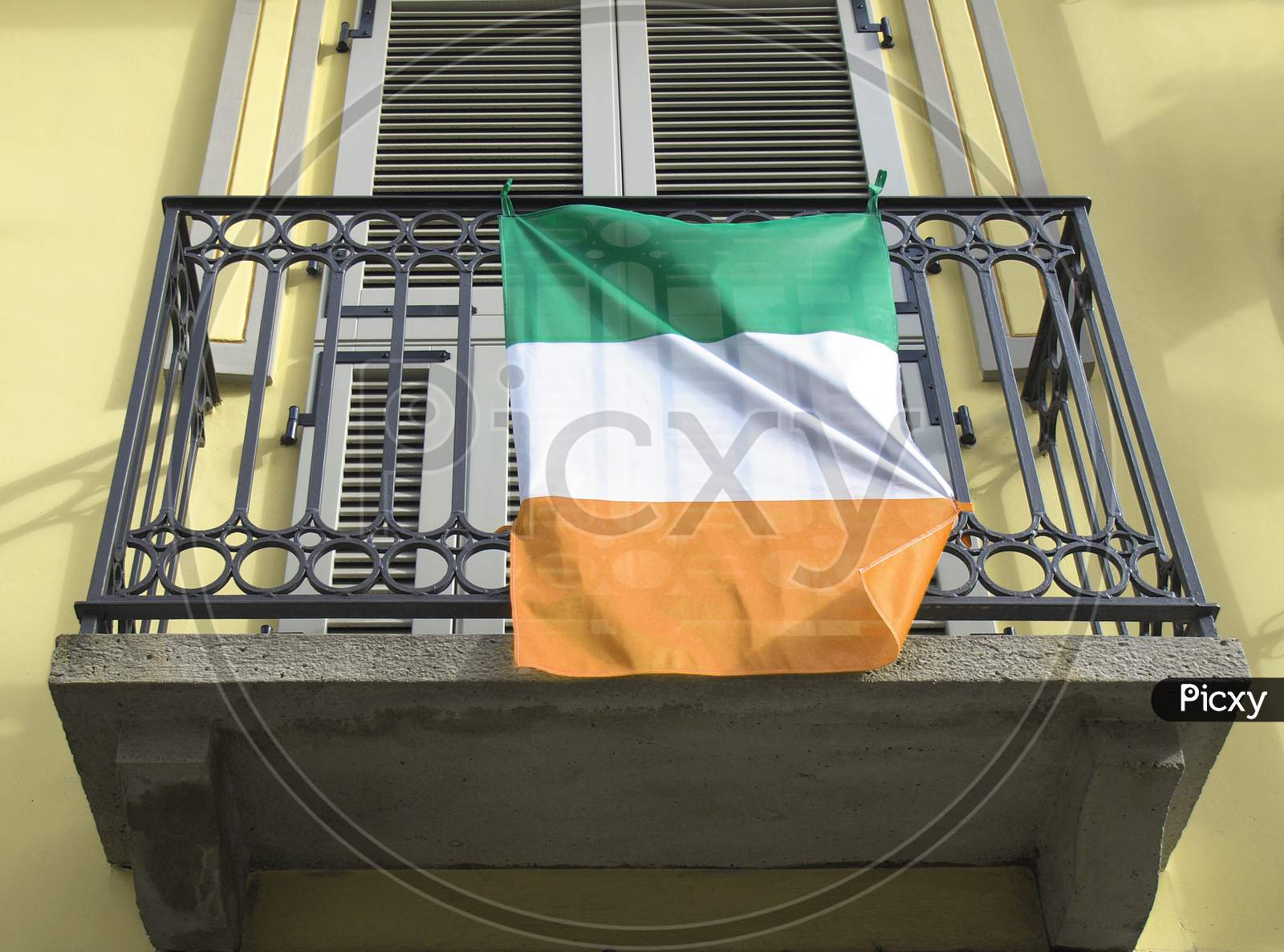 Irish Flag On A Balcony