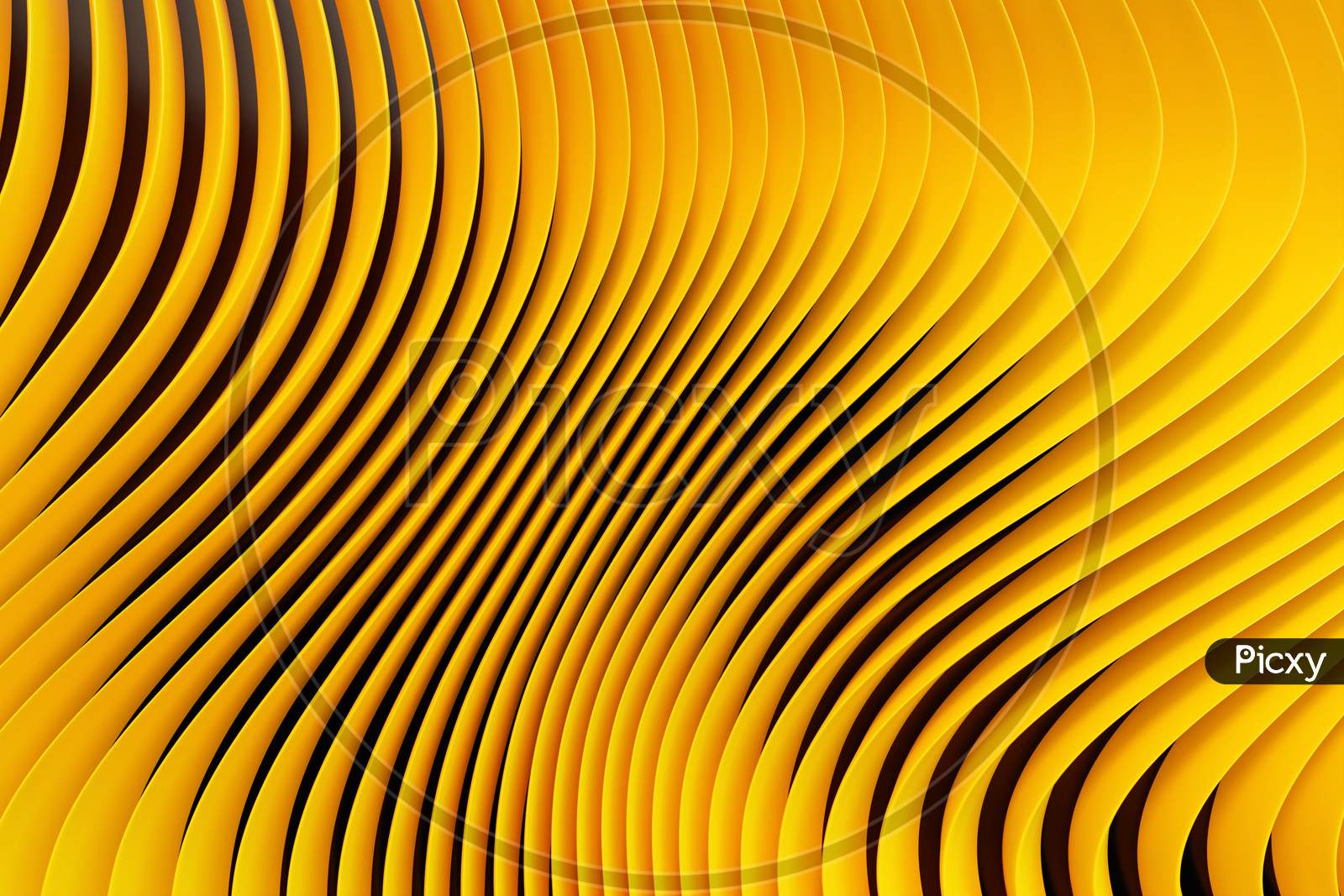 3D Illustration  Rows Of Yellow  Line  .Geometric Background, Weave Pattern.
