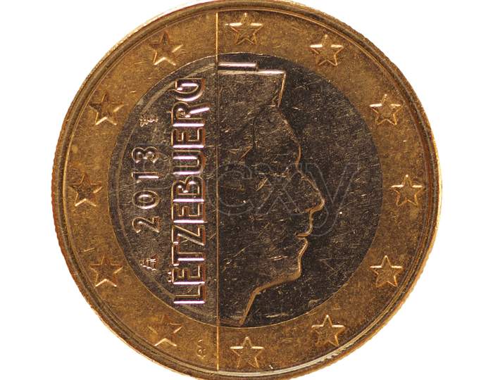 1 Euro Coin, European Union, Luxembourg Isolated Over White