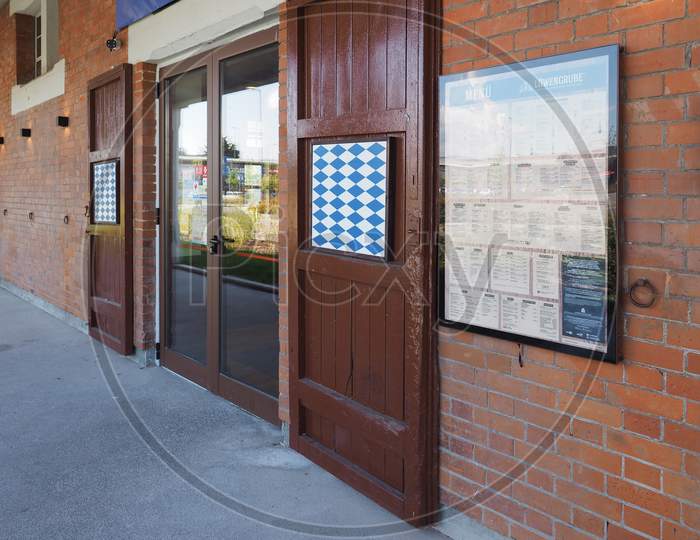 Nichelino, Italy - Circa April 2019: Loewengrube Bavarian Pub