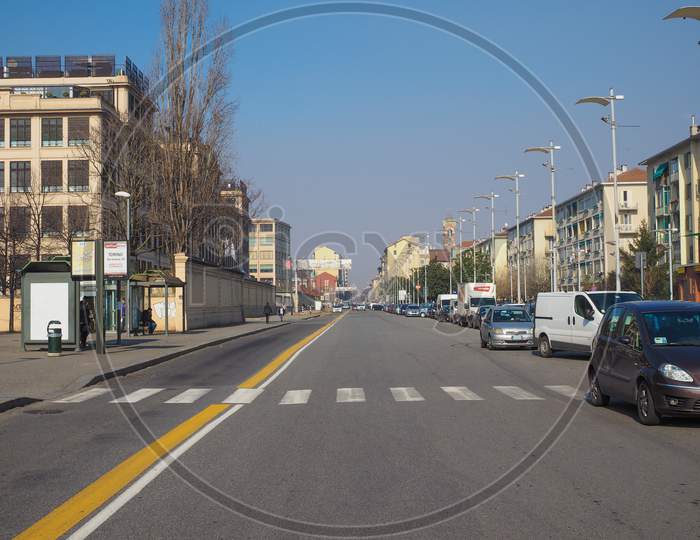 Turin, Italy - February 19, 2015: Via Nizza In Front Of The Lingotto Exhibition Centre