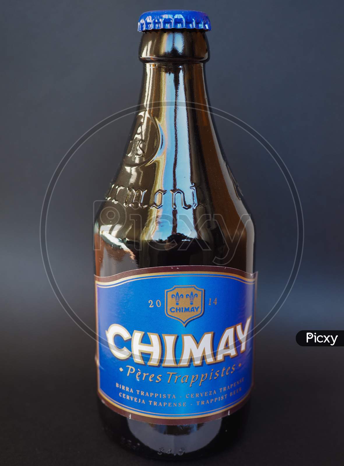 Brussels, Belgium - January 6, 2015: Bottle Of Belgian Trappist Beer Chimay Blue