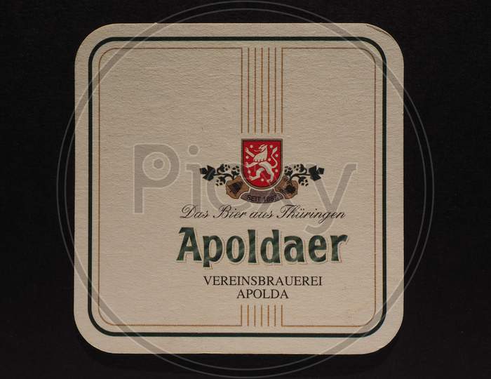 Berlin, Germany - December 11, 2014: Beermat Of German Beer Apoldaer