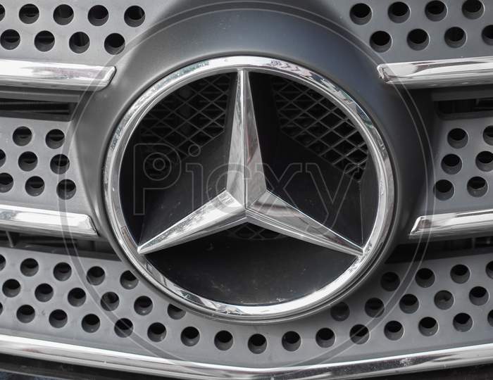 Stuttgart, Germany - Circa August 2019: Mercedes Sign