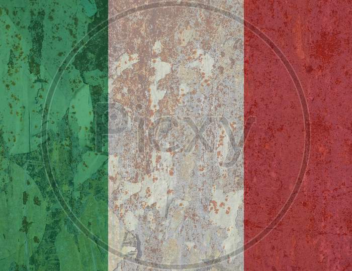 Italian Flag Of Italy, Texturised Background