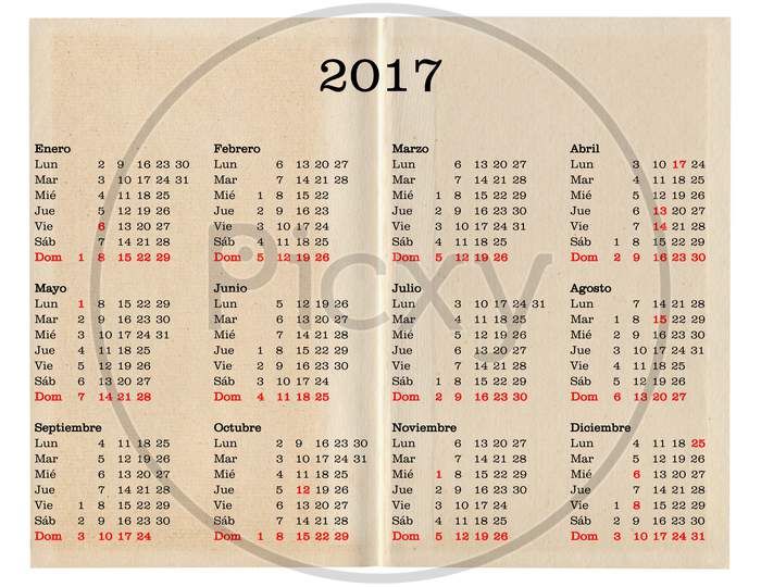 Year 2017 Calendar - Spain