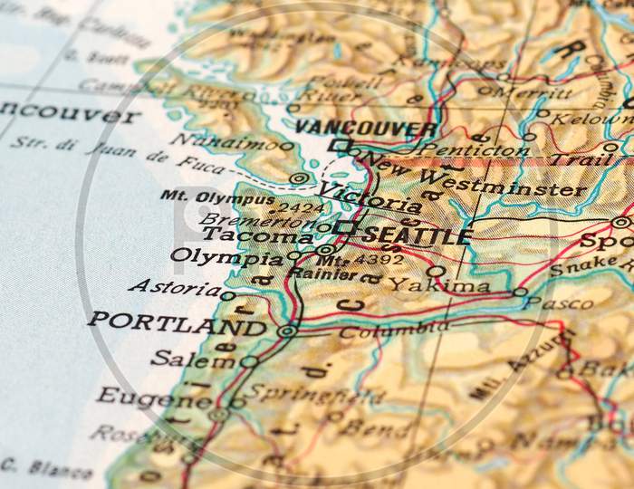 Seattle, Usa - Circa April 2016: Detail Of A Map Of The City With Selective Focus On Town Name