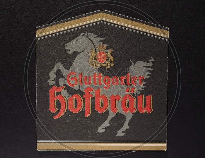 Berlin, Germany - December 11, 2014: Beermat Of German Beer Stuttgarter Hofbraeu