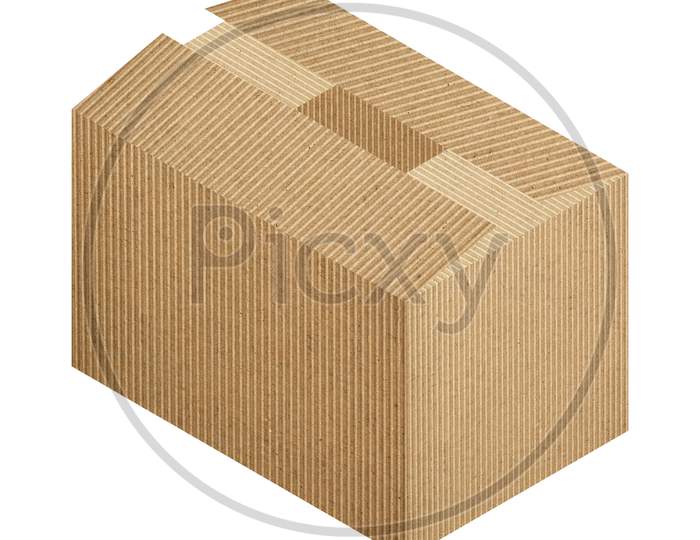 Brown Corrugated Cardboard Box Isolated Over White