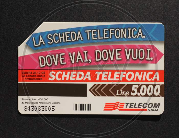 Milan, Italy - January 6, 2015: Italian Telephone Card