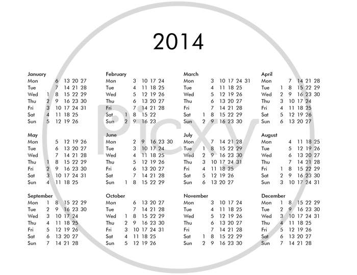 Calendar Of Year 2014