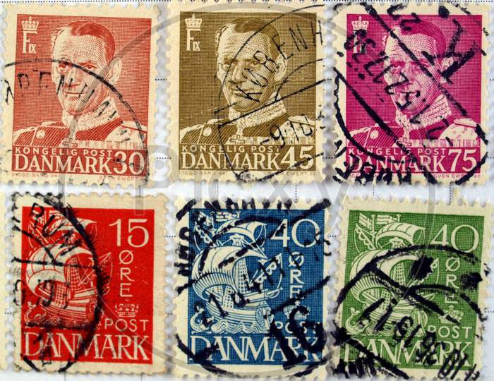 Range Of Denmark Postage Stamps