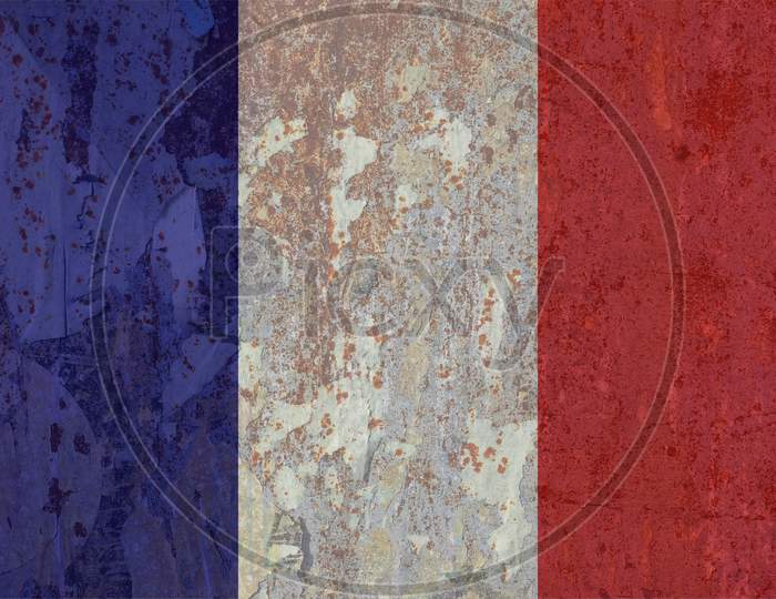 French Flag Of France, Texturised Background