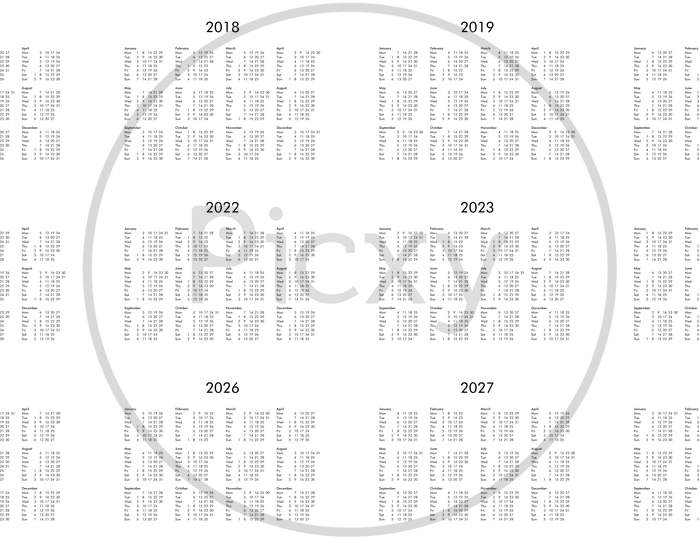 Year 2017 To 2028 Calendar