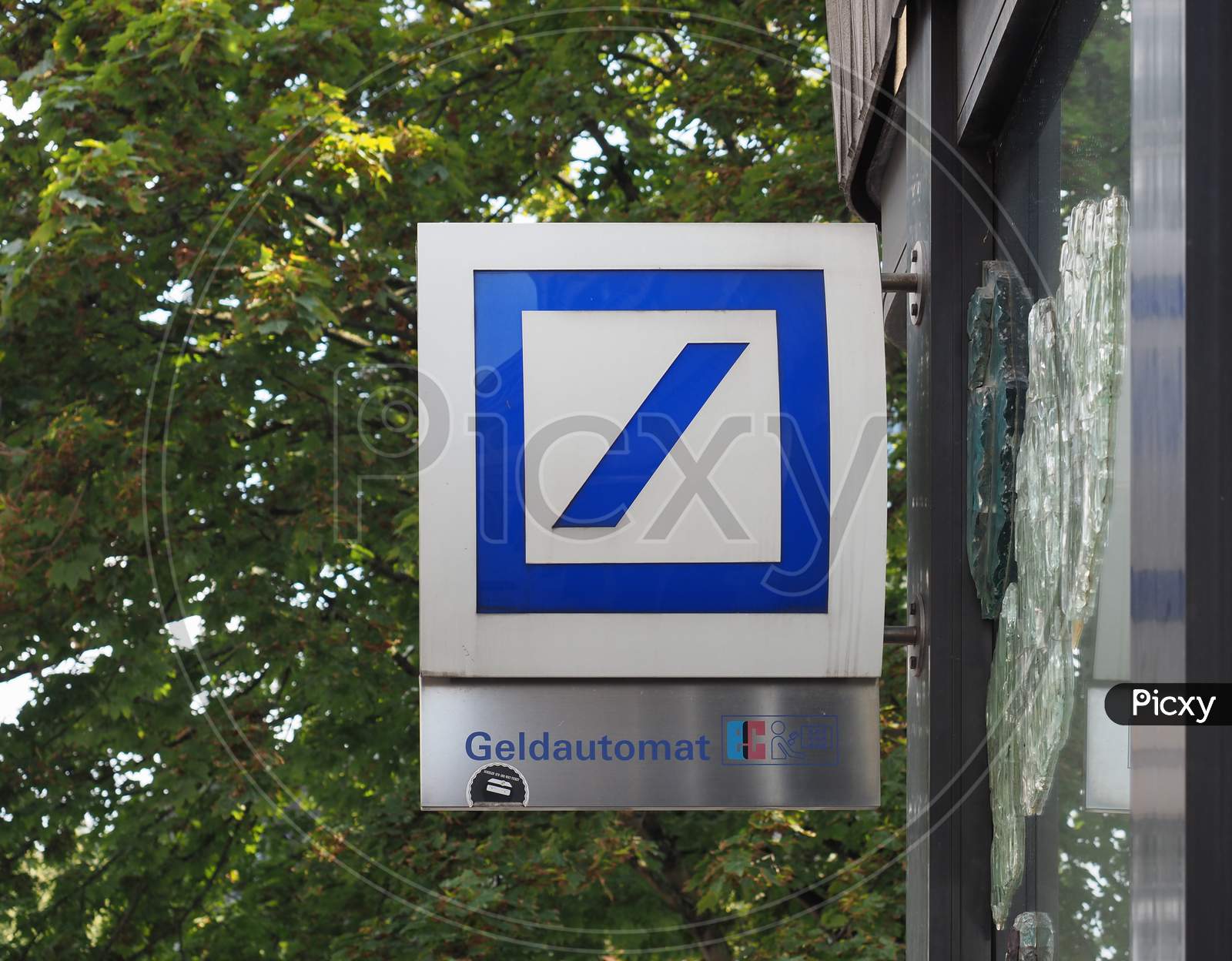 Aachen, Germany - Circa August 2019: Deutsche Bank Atm Sign