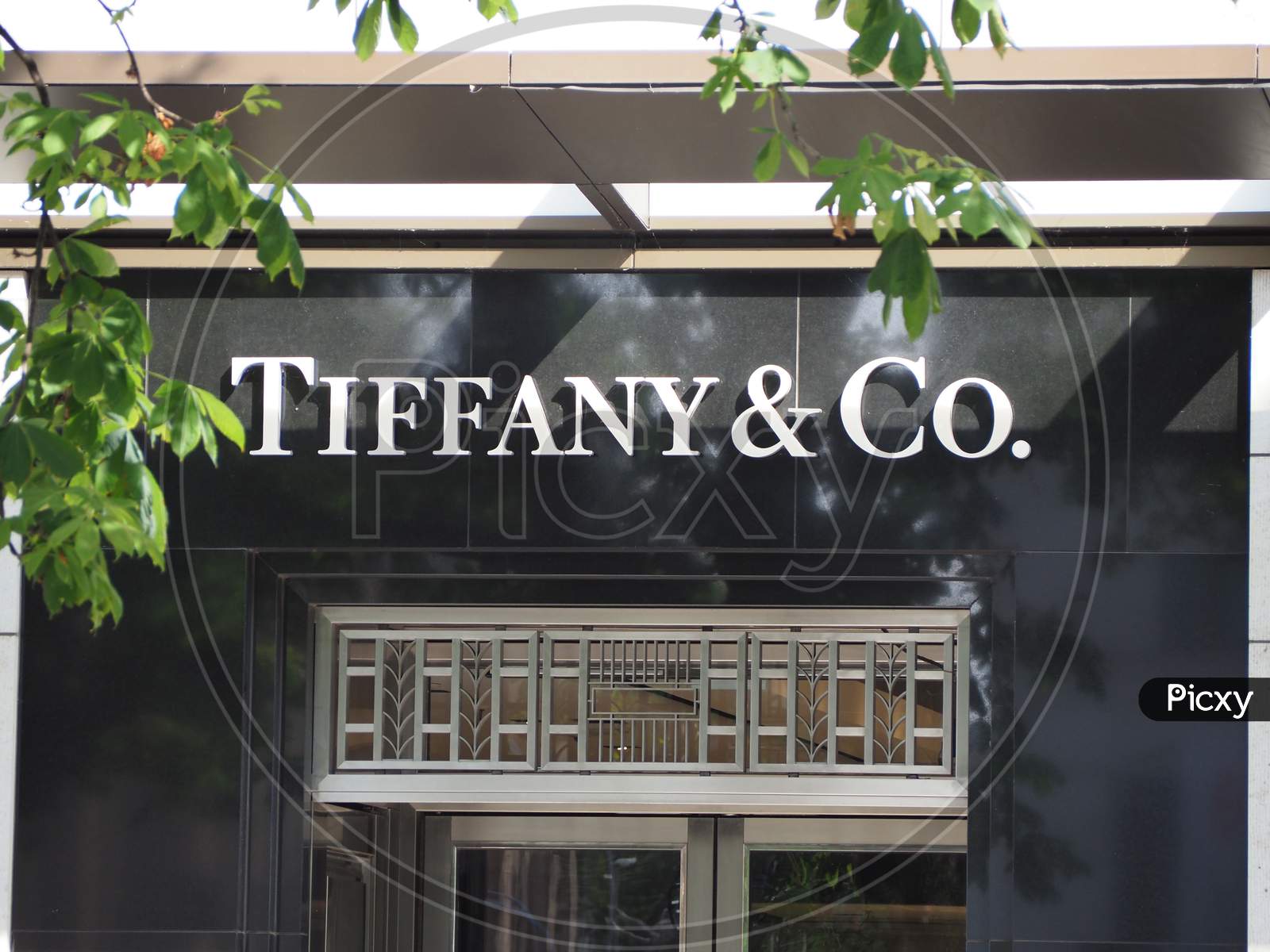 Duesseldorf, Germany - Circa August 2019: Tiffany & Co Sign