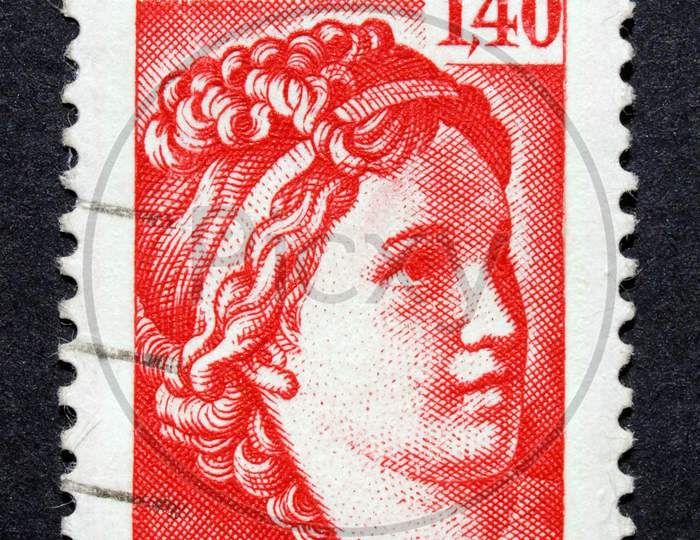 France Republic Represented On Stamp As A Beautiful Woman
