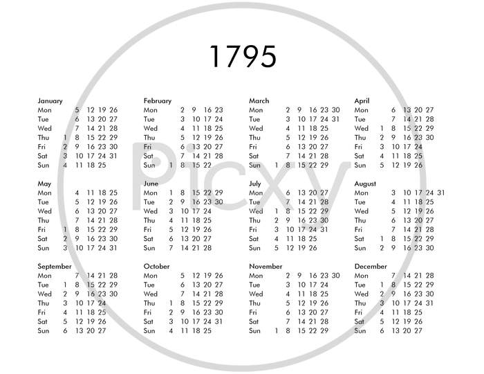 Calendar Of Year 1795