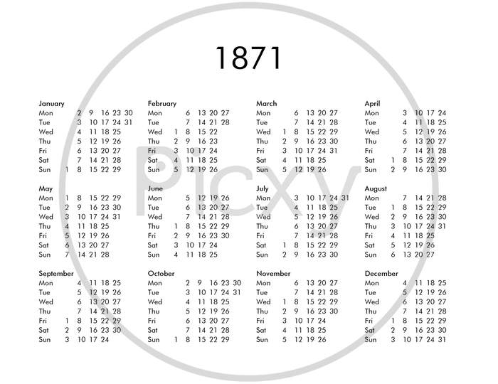 Calendar Of Year 1871