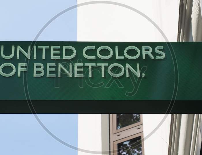 Duesseldorf, Germany - Circa August 2019: Benetton Sign