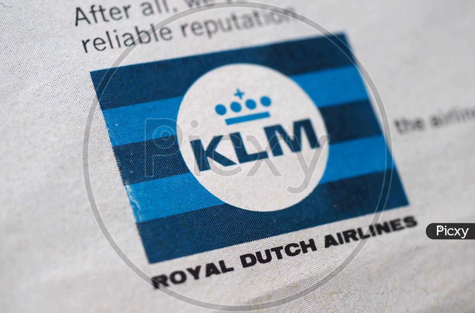 Amsterdam, Netherlands - Circa August 2019: Klm Airline Sign
