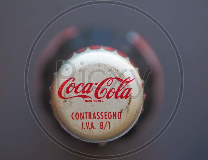 Milan, Italy - Circa August 2016: Bottle Cap Of Coca Cola (Aka Coke) Drink
