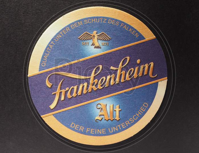 Berlin, Germany - December 11, 2014: Beermat Of German Beer Frankenheim Alt