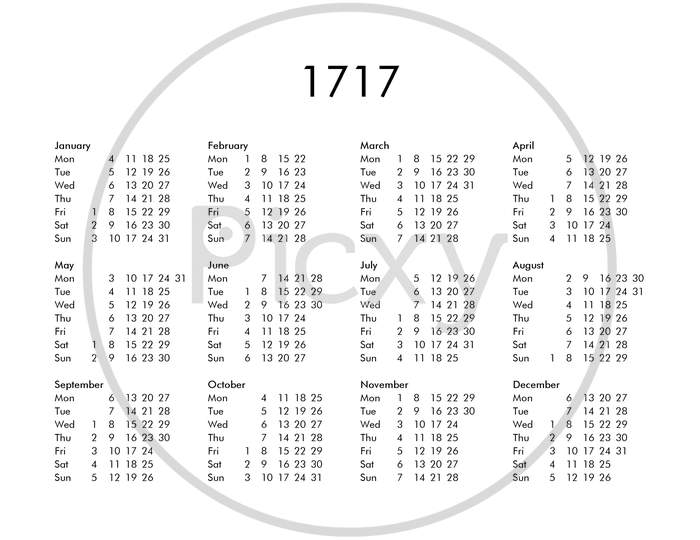 Calendar Of Year 1717