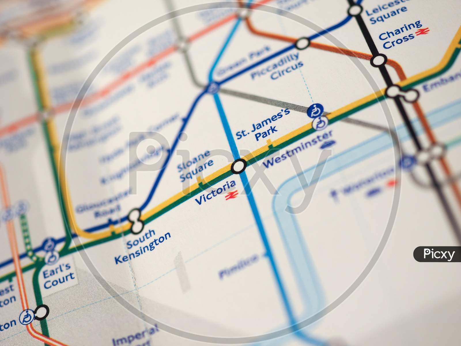 London, Uk - Circa 2018: Map Of London Underground Tube Stations With Selective Focus On Victoria Station