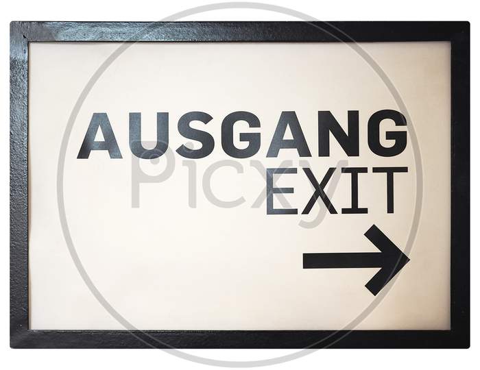 German Sign Isolated Over White. Ausgang (Exit)