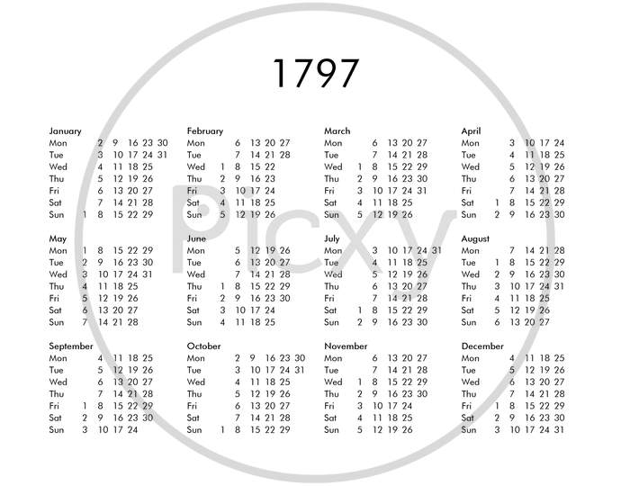 Calendar Of Year 1797