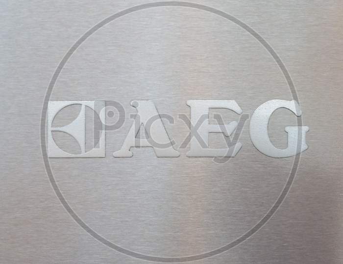 Berlin, Germany - Circa August 2017: Logo Of German Company Aeg (Allgemeine Elektricitaets Gesellschaft, Meaning General Electricity Company)