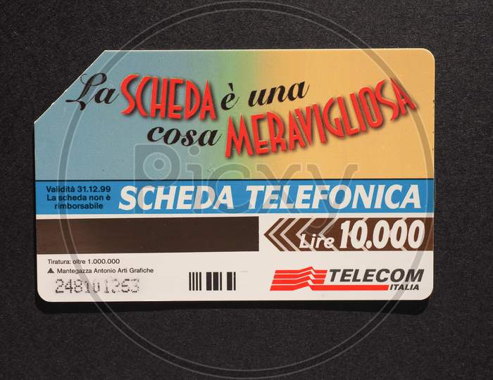 Milan, Italy - January 6, 2015: Italian Telephone Card