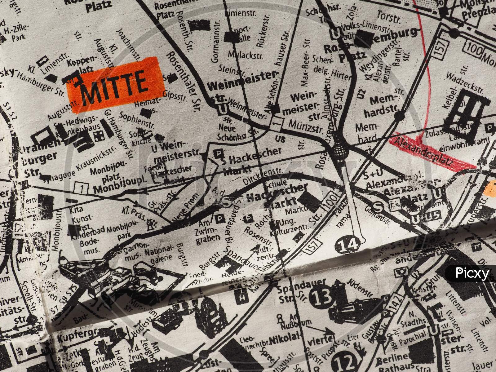 Berlin, Germany - Circa December 2018: Map Of Berlin City Centre (Mitte)
