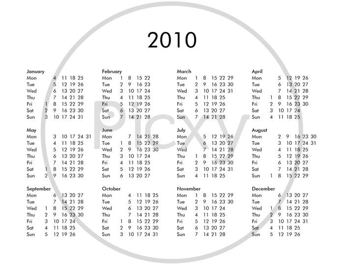 Calendar Of Year 2010