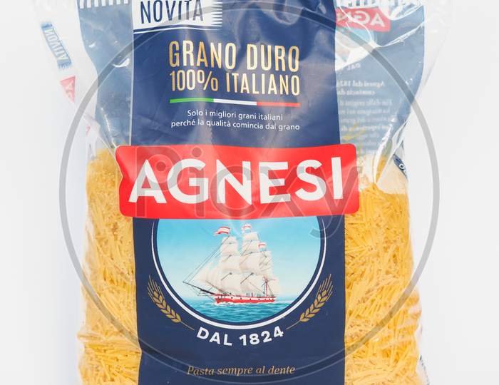 Turin, Italy - Circa August 2019: Agnesi Pasta