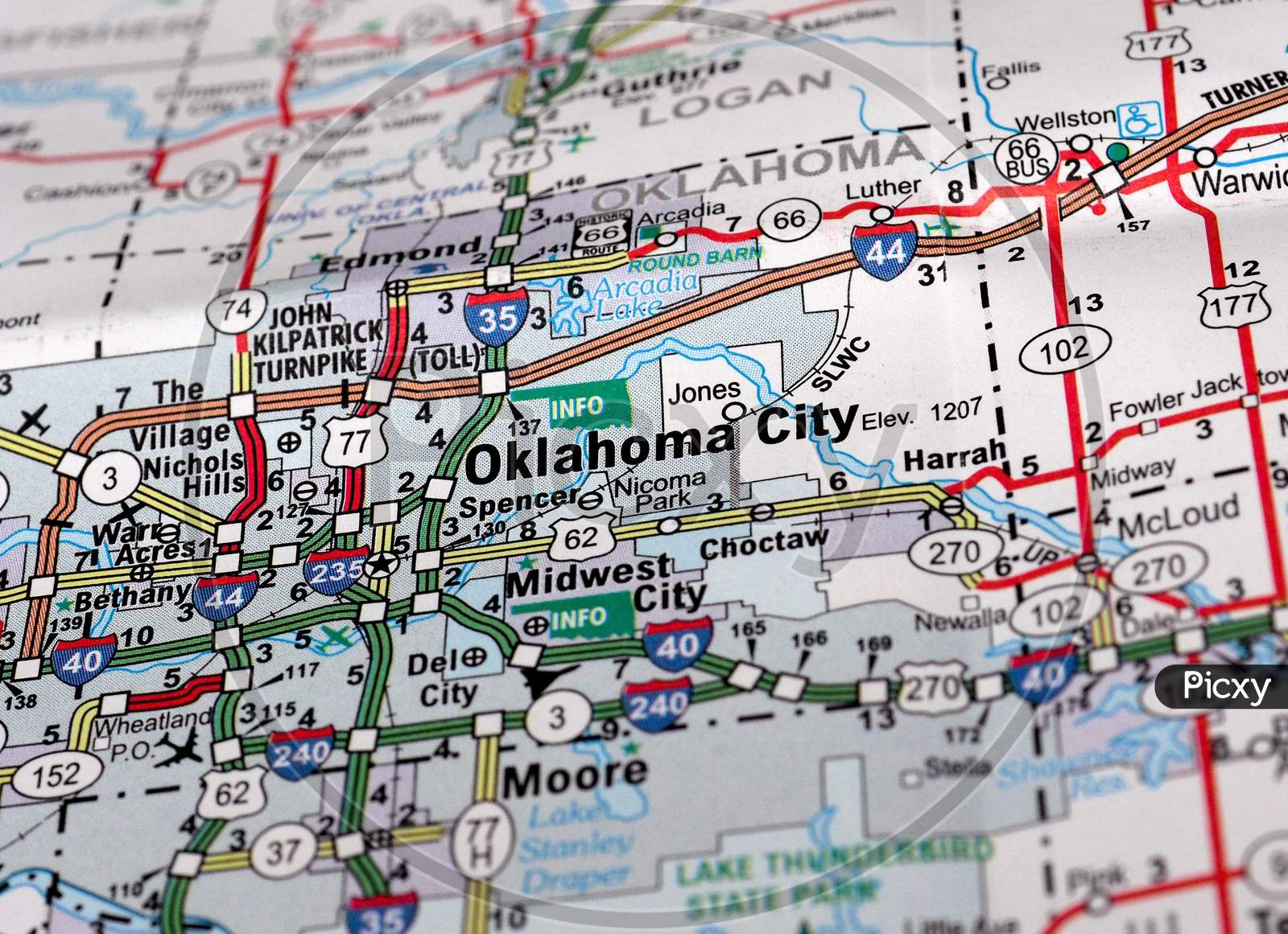 Oklahoma City, Usa - Circa April 2016: Detail Of A Map Of The City With Selective Focus On Town Name