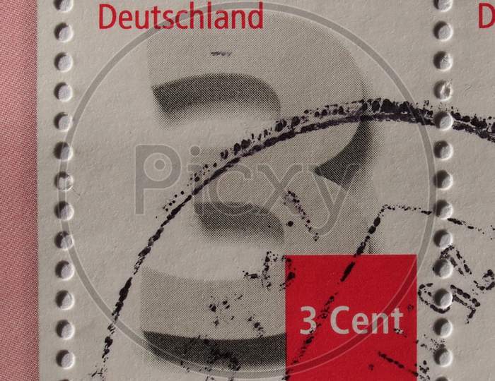 Berlin, Germany - November 27, 2015: A 3 Cent Stamp, Regular Series, Printed By Germany Shows A Large Number 3