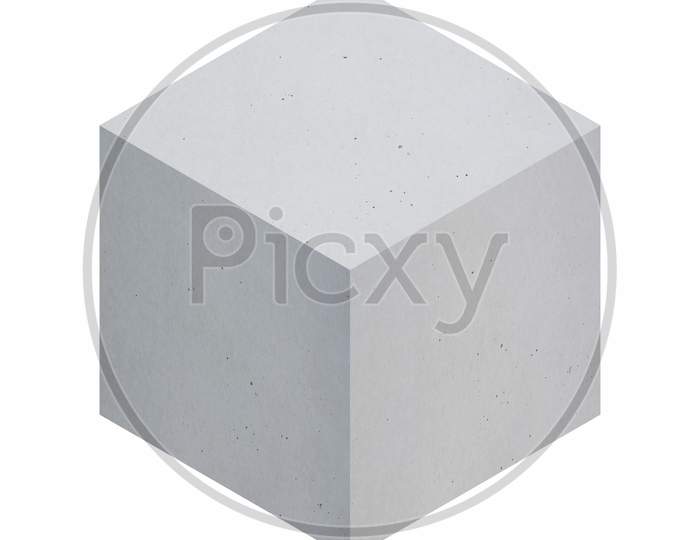 Grey Concrete Cube Isolated Over White