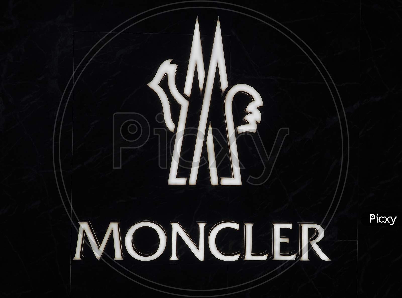 Koeln, Germany - Circa August 2019: Moncler Sign
