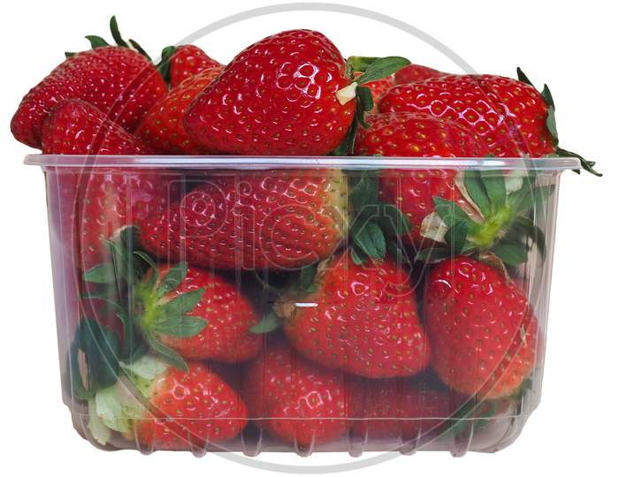 Strawberries Basket Isolated Over White