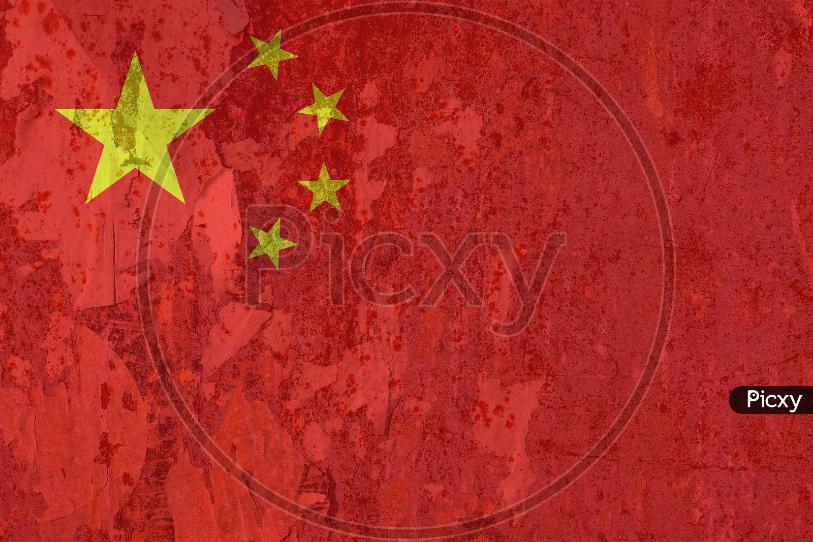 Chinese Flag Of China, Texturised Background